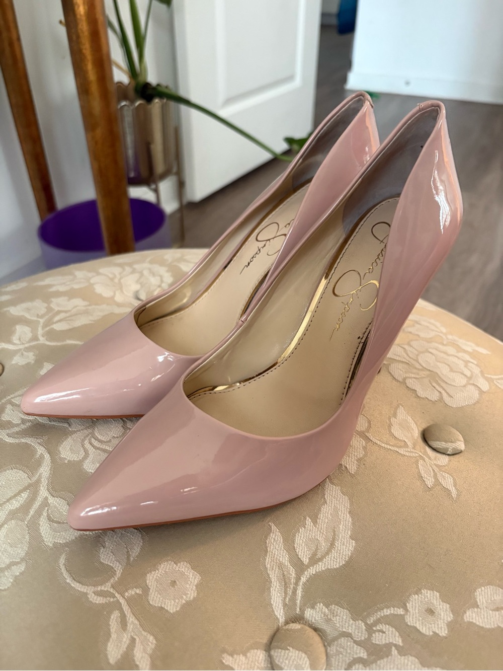 Jessica Simpson Blush Patent Pointed-Toe Pumps - Picture 2 of 4